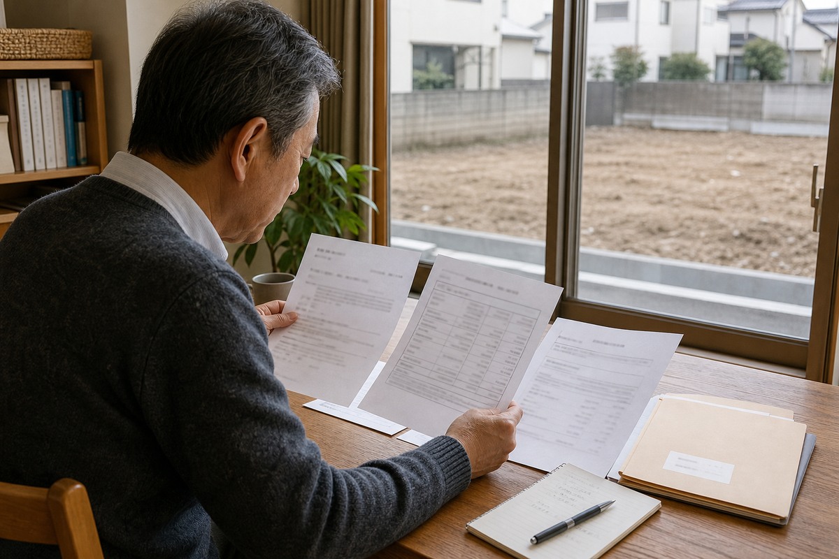 解体後の更地を確認しながら解体日と登記と課税明細を照合する所有者