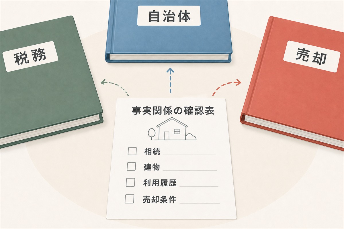 税務、自治体、売却の相談資料を一枚の確認表から分ける準備