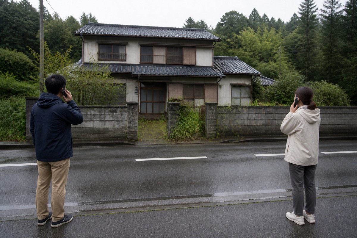 災害後の空き家へ近づかず道路側から安全を確認して連絡する家族