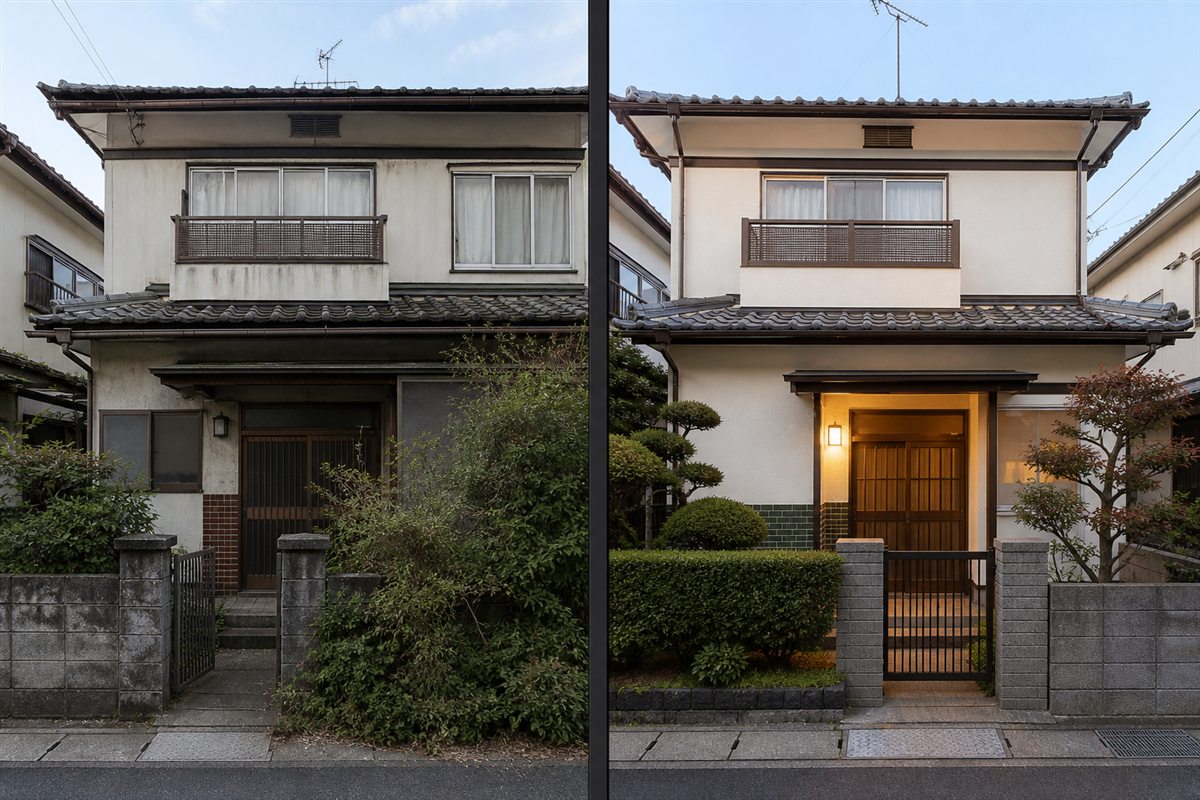 売却前の最低限の修理と全面改修の見積もりを比べるイメージ