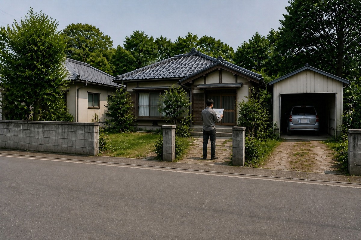母屋と離れと車庫を資料と照合して未登記の可能性を確認する所有者